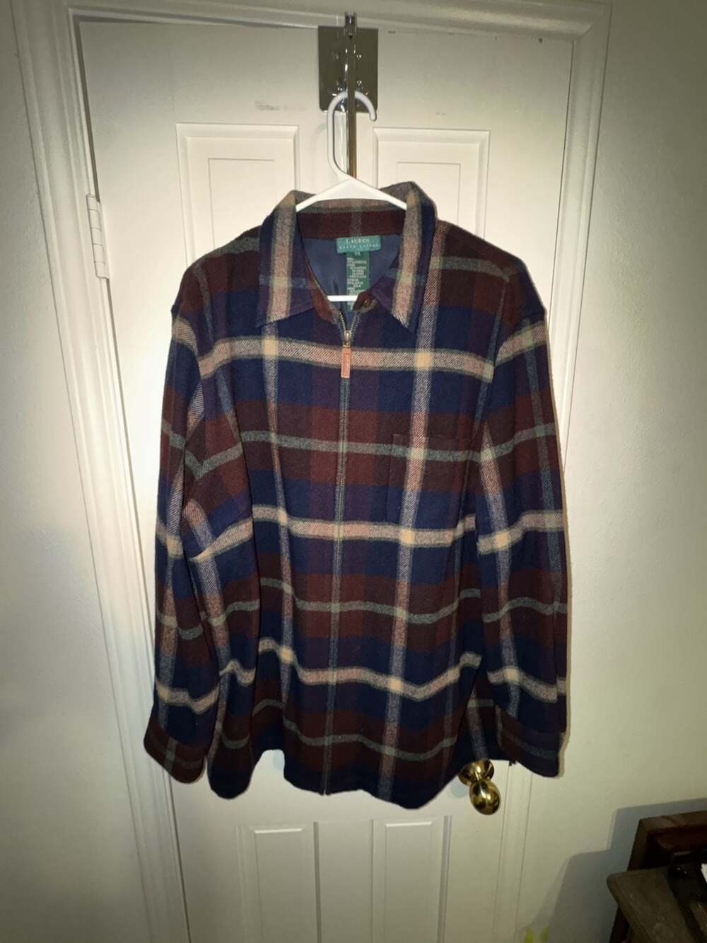 Lauren Ralph Lauren Plaid Full-Zip Lambswool Jacket 2X